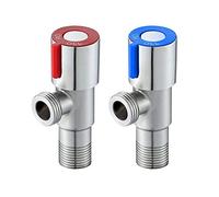 2 Piezas Válvula Angular, Válvula De Ángulo Acero Inoxidable, Válvula De Ángulo De Grifo, Válvula Regulación de 1/2 Pulgadas, Para Baño, Inodoro, Fregadero, Cocina, Hervidor Agua (Azul, Rojo)