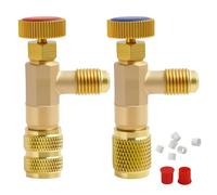 2 Piezas Válvula de Seguridad Aire Acondicionado R22 R410A, Válvula de Conector de Carga de Refrigerante de Latón, Valvula de Aire Acondicionado Conexion Rapida de Seguridad Herramientas