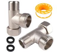 2 Piezas Válvulas de Conexión de 3 Vías, 3/8" 1/2" Válvula de Desvío de 3 Vías, Válvula de conversión en T de latón para Pulverizador, Válvula en ángulo y Brazo de Ducha