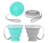 2 Piezas Vaso Plegable Silicona Vasos Plegables con Tapa Reutilizable Taza Plegable Tazas de Viajes Plegado Tazas de Acampada 200ml para Camping Senderismo Viaje Caminatas