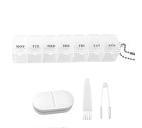 2 Piezas Viaje Organizador Pastillas, Pastillero V Grip con Cepillo Pinza, 7 Dias Dispensador Comprimidos, Práctico Corta Pastillas 2 en 1, Pastillero con Cuchilla para Ancianos Niños