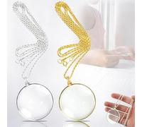 2 Piezas Vidrio de Aumento, Lupa Colgante Lectura, Collares Lupa, Lupa Colgante, Lupa de Lectura de Decoración, Lupa de Moda, para Leer Libros, Periódicos, Trabajar o Viajar