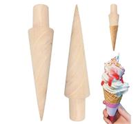 2 Piezas Waffle de Conos de Helado Molde, Rodillo para Hacer Gofres, Molde de Cono de Madera, Molde de Crema de Pastelería Rollo Moldes para Pastry Ice Cream Waffle Cone