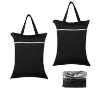 2 piezas Wetbag,Impermeable Nasstasche, Lavable Ropa Sucia Bolsa Con Mango, Bolsa de Lavandería Wet Bags,Reutilizable Wetbag Para Gimnasio Ropa Mojada Piscina Colegio Dorm, Negro , 40*50CM
