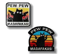 2 piezas WHY SO SERIOUS Divertidas frases Bordadas, Divertidos Juegos de Dibujos Animados Gato Doble Cara Autoadhesivos Parches para Gorra de Béisbol Sombreros Ropa Militar Uniforme Mochilas Jeans