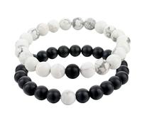 2 piezas y cuentas blancas de howlita para él y para ella, pulsera de trabajo para parejas, talla única, Nailon, No es una piedra preciosa