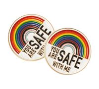 2 piezas You are Safe With Me Rainbow Esmalte Pins Durable Pride Insignia para Camisetas Bolsos Sombreros para Cuidado de la Salud Servicios Sociales