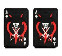 2 piezas Zcketo Death Card Red Ace of Spades Film V Poker Parche bordado con gancho, Airsoft militar táctico, insignia moral divertida para mochilas, ropa, bolsos, uniformes, Halloween