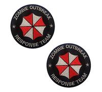 2 Piezas Zombie Epidemia Equipo de Respuesta Parche Biohazard Paraguas Protector Médico Alarmas Táctico Parche Bordado Applique Divertido Emblema con Ganchos y Lazo