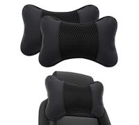 2 PiezasAlmohada para Reposacabezas de Coche para Dodge Viper SRT-10 SRT10 2003-2011, Cuero PU - Cojín Cervical Ajustable para Soporte de Cuello Conducción,Black-Black