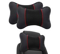 2 PiezasAlmohada para Reposacabezas de Coche para Dodge Viper SRT-10 SRT10 2003-2011, Cuero PU - Cojín Cervical Ajustable para Soporte de Cuello Conducción,Black-Red