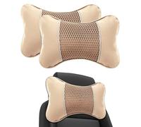 2 PiezasAlmohada para Reposacabezas de Coche para KIA Niro 2017-2023, Cuero PU - Cojín Cervical Ajustable para Soporte de Cuello Conducción,Beige