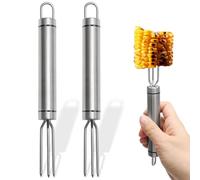2 PiezasTenedor para Papas Asadas con 3 Puntas, Juego de Patatas al Horno, Brochetas de Maíz Ergonómicas