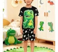 2 Pijamas de Dinosaurio para Niños - Ropa de Dormir Resistente con Shorts y Camiseta , Pijamas para Cuentos y (Niños)