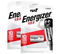 2 pilas Energizer 123 de litio de 3 V CR123 para cámaras de fotos, videocámaras digitales, domótica y detectores de humo de larga duración, mantienen la carga durante 10 años