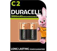 2 pilas recargables Duracell C, 3000 mAh, HR14/DC1400 (1 blíster de 2 baterías) y 2 pilas