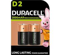 2 pilas recargables Duracell D de 3000 mAh (1 blíster de 2 baterías) y 2 pilas