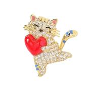 2 Pin felino con detalle de corazón, accesorio de aleación moderno, para realzar atuendo para amantes de las mascotas, joyería con alfiler para gatos