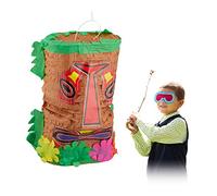 2 Piñatas Tiki, Piñatas Grandes Cumpleaños para Rellenar y Golpear, Piñatas Hawái, Piñatas Colgantes, café, Multicolor