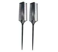 2 Pinceles Dobles para Teñir el Cabello, Peine Aplicador Negro | Herramienta de Plástico, Uso Doméstico y Salón Profesional, Diseño Dos en Uno Portátil para Barberos