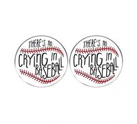 2 pines circulares de béisbol con texto en inglés "There's No Crying in Beisbol", pines de solapa inspiradores para deportes de béisbol, pines de solapa de aleación de metal para hombres y mujeres