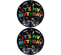 2 pines con texto en inglés "It's My Birthday", insignia de cumpleaños para niño, 2.3 pulgadas, ajuste seguro para un uso duradero, botón de feliz cumpleaños, consola de juegos negra, suministros de