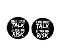 2 pines de aleación con cita divertida para discutir bajo tu propio riesgo, pines de solapa de aleación para debates, regalos para equipo de debate, club de discurso y profesores