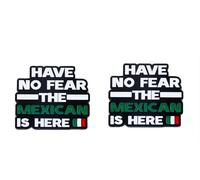 2 pines de bandera mexicana Have No Fear The Mexican Is Here, pines de solapa de aleación con orgullo mexicano, accesorios para el Día del Patriota