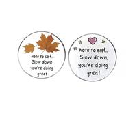 2 pines de botón con texto en inglés "Note to Self Slow Down You're Doing Green", pines de solapa inspiradores y motivacionales, insignias de aleación de metal para hombres y mujeres