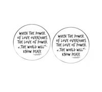 2 pines de botón redondos con texto en inglés "When The Power Of Love Of Power" The World Will Know Peace, alfileres de solapa de aleación para burlarse del humor, ropa, mochilas, sombreros