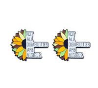 2 pines de concientización sobre discapacidad de girasol: no todas las discapacidades son visibles, broche de apoyo para discapacidades ocultas para defensa de la inclusión