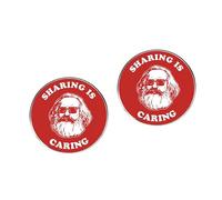 2 pines de frase en inglés "Sharing Is Caring", pines de solapa socialista comunista de Marx, insignias de aleación de metal para hombres y mujeres, 3cm(1.2"), Metal, No es una piedra preciosa