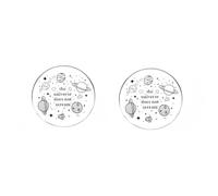 2 pines de solapa con el universo no grita el universo, planeta, planeta, botón redondo, insignia, aleación, mochila, ropa, caja, sombrero, accesorio, 3 cm, metal, sin piedras preciosas, 3cm(1.2