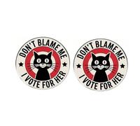 2 pines de solapa con texto en inglés "Don't Blame Me I Vote for Her - Insignia de aleación de gato, accesorios de mochila para ropa, 3cm(1.2"), Metal, No es una piedra preciosa, 3cm(1.2"), Metal, No