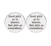2 pines de solapa con texto en inglés "Good Girls Go to Heaven Bad Girls Go Everywhere", divertido pin sarcástico, insignia de aleación de metal, 3 cm, metal, sin piedras preciosas, 3cm(1.2"), Metal,
