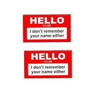 2 pines de solapa con texto en inglés "Hello It's Ok I don't Remember You Name Either Nameing", insignia de aleación de botón rectangular para mochila, ropa, caja, sombrero, accesorio, 3 cm x 1,8 cm