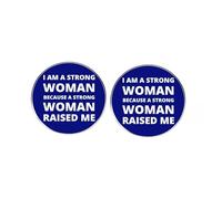 2 pines de solapa con texto en inglés "I Am a Strong Woman Because a Strong Woman Raised Me, inspiradora feminista activismo, insignia de aleación de metal, accesorio para ropa, mochila, sombrero