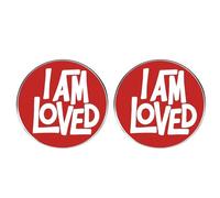 2 pines de solapa con texto en inglés "I Am Loved", con frase en inglés, accesorios para ropa de hombre y mujer, mochila y sombrero