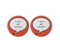 2 pines de solapa con texto en inglés "I Don't Get Sarcasm", pines de botón de círculo simulado, insignias de aleación de metal, 3cm(1.2"), Metal, No es una piedra preciosa