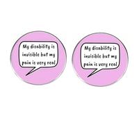 2 pines de solapa de igualdad para el cuidado de la discapacidad, mi discapacidad es invisible pero mi dolor es muy real, insignia de aleación para atención de la salud mental para personas con