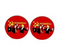 2 pines de solapa de líder comunista, martillo comunista hoz socialista, insignia de aleación de humor Marx Engels Lenin Stalin Mao Zedong, 3cm(1.2"), Metal, No es una piedra preciosa
