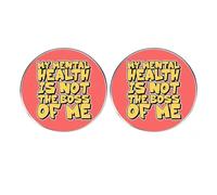 2 pines de solapa inspiradores, divertida frase en inglés "My MENTAL IS NOT THE BOSS OF ME", insignia de aleación de metal, 3cm(1.2"), Metal, No es una piedra preciosa