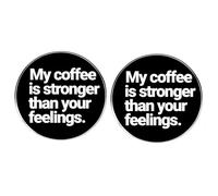 2 pines de solapa My Coffee is Stronger Than Your Feelings, pines de aleación para amantes del café, pines de aleación para hombres y mujeres, 3cm(1.2"), Metal, No es una piedra preciosa