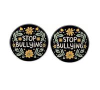 2 pines de solapa Stop Bullying para solapa, pin de botón circular de cuidado de la justicia, insignia de aleación de paz, 3 cm, metal, sin piedras preciosas, 3cm(1.2"), Metal, No es una piedra