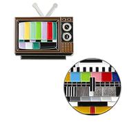 2 pines de solapa vintage para TV, esmaltados, coloridos y bonitos broches creativos, para regalo, mochila, ropa, accesorios, Acero aleado