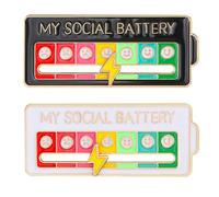 2 pines deslizantes de batería social, divertido pin de batería social para 7 días, pines deslizantes de batería social para el trabajo, pines de estado de ánimo de expresión linda para introvertidos