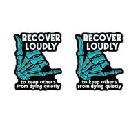 2 pines divertidos de esqueleto para gestos de mano que se recuperan en voz alta para evitar que otros mueran en silencio, insignia de botón de aleación de dibujos animados