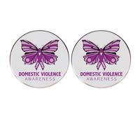 2 pines esmaltados con cinta de mariposa violeta contra la violencia doméstica, frase en inglés para concienciación sobre la violencia doméstica, 3cm(1.2"), Metal, No es una piedra preciosa