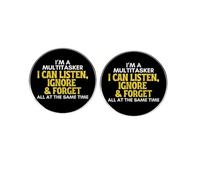 2 pines esmaltados con frase en inglés "I'm a Multitasker I Can Listen Ignore & Forget All at the Same Time", divertidos pines de solapa con frase en inglés, insignia de aleación de burla multitarea