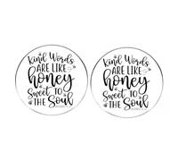 2 pines redondos con frase inspiradora en inglés "Are Like Honey Sweet to the Soul", insignias de aleación con citas positivas, 3 cm, metal, sin piedras preciosas, 3cm(1.2"), Metal, No es una piedra